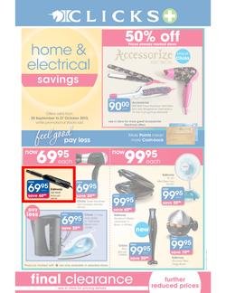 Clicks : Home & Electrical Savings (25 Sep - 27 Oct 2013), page 1