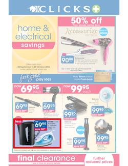 Clicks : Home & Electrical Savings (25 Sep - 27 Oct 2013), page 1