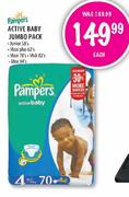 Pampers Active Baby Jumbo Pack-58's/62's/70's/82's/94's each