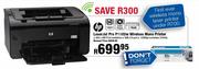 HP Laser Jet Pro Wireless Mono Printer-P1102W