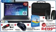 HP Notebook + Bag + Speakers + 4GB Flash Drive + Mouse + Quick Heal Internet Security + Speakers 