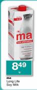 ma Long Life Soy Milk-1 Ltr