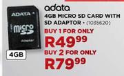 adata Micro SD Card with SD Adaptor-4GB