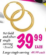 9ct Gold And Silver Single Earring-Each