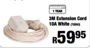 3 Mtr Extension Cord 10A White
