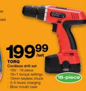 Torq Cordless Drill Set-16 Piece Per Set