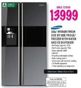 Samsung Mirror Finish Side By Side Freezer/Fridge With Water And Ice Dispenser-506ltr