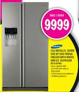 Samsung Metallic Silver Side By Side Fridge/Freezer With Water And Ice Dispenser-660ltr