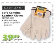 Kaufmann Soft Genuine Leather Gloves-Per Pair
