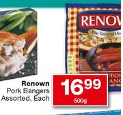 Renown Pork Bangers Assorted-500g Each
