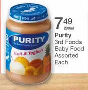 Purity 3rd Foods Baby Food Assorted-200ml Each