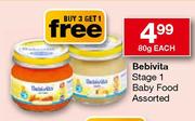 Bebivita Stage 1 Baby Food Assorted-80g Each 