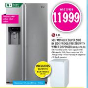 LG 567Ltr Metallic Silver Side By Side Fridge/Freezer With Water Dispenser