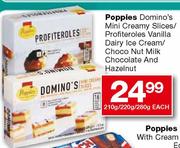 Poppies Domino's Mini Creamy Slices/Profiteroles Vanilla Dairy Ice Cream-210/220g/280g