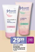 Johnson's Daily Essentials Exfoliating,Cream Or Gel Facial Wash-150ml Each