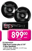 Pioneer USB Front Loader Plus 6 1/4" 2-Way Speakers (DEH45UB)-Each