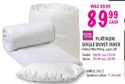 Simple Choice Double Platinum Duvet Inner - Each