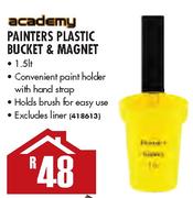 Academy Painters Plastic Bucket & Magnet - 1.5 Ltr