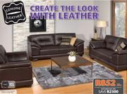 Domino 3 Piece Genuine Leather Lounge Suite