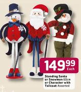 Standing Santa Or Snowman-60cm Or Character With Tailcoat Assorted Each