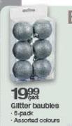 Gilltter Baubles Assorted Colours-6 Pack
