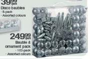  Bauble & Ornament Pack Assorted Colours-100 Pack