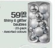Shiny & Gilltter Baubles Assorted Colours-20 Pack