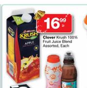 Clover Krush 100% Fruit Juice Blend Assorted-2L Each