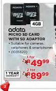 Adata Micro SD Card With SD Adaptor-4GB