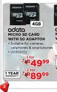 Adata Micro SD Card With SD Adaptor-4GB
