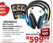 Sansui MP3 Player With Headphones & Earphones-MP204-VP Per Set