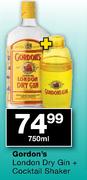 Gordon's London Dry Gin + Cocktail Shaker-750ml