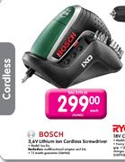 Bosch 3,6V Lithium Lon Cordless Screwdriver-Each