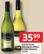 Van Loveren Sauvignon Blanc or Chardonnay-750ml Each