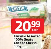 Fairview Assorted 100% Goats Cheese Chevin-100gm Each