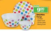 Smarties Tumbler,Salad Bowl,Dinner Plate,Mixing Bowl Each
