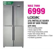 Logik Metallic Silver Side By Side Fridge-375Ltr(LFR 495S)