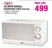 Defy White Manual Microwave Oven-20Ltr(DMO348)