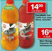 DairyBelle Real 100% Fruit Juice Blend-1.5L Each