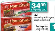 I&J Home Style Burgers Verskeidenheid-570g/600g Each