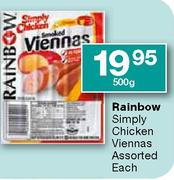 Rainbow Simply Chicken Viennas Assorted-500g Each