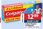 Colgate Regular Toothpaste-2 x 100ml Twin Pack
