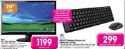 AOC 20" LED Monitor + MK220 Wireless Mouse & Keyboard Combo