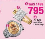9ct Gold And Silver Cluster Ring