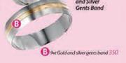 9ct Gold And Silver Gents Band