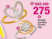 9ct Gold And Silver CZ Dress Ring