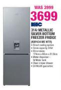 KIC 314ltr Metallic Silver Bottom Freezer Fridge(KBF634 ME WTR)