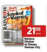Rainbow Chicken Or Cheese Viennas-500g Each