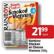 Rainbow Chicken Or Cheese Viennas - 500g Each