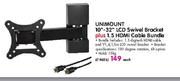 Unimount 10"-32" LCD Swivel Bracket Plus 1.5 HDMI Cable Bundle-Each